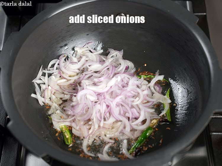 Step 20 – Add &frac34; cup sliced onions.
