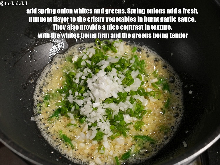 Step 20 – Add &frac12; cup spring onion whites and greens. Spring onions add a fresh, pungent flavor …
