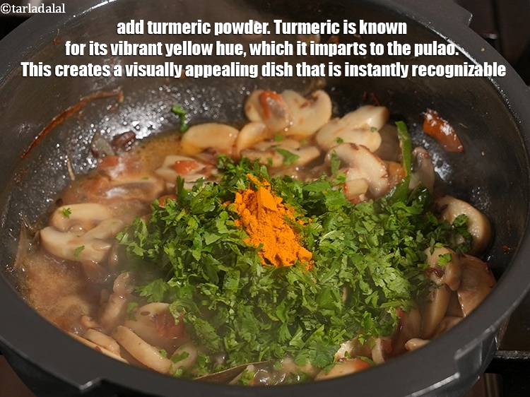 Step 20 – Add &frac12; tsp turmeric powder. urmeric is known for its vibrant yellow hue, which it …