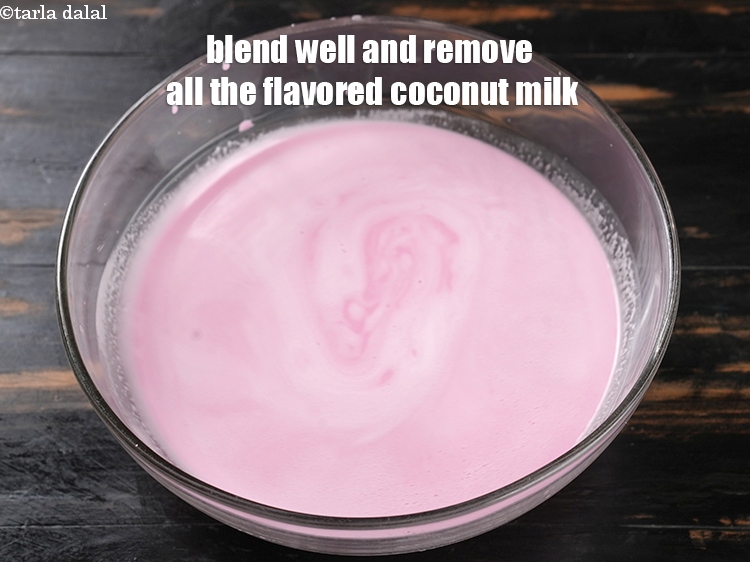 Step 20 – Blend well and repeat step 4 and 5 to remove all the flavored coconut milk.