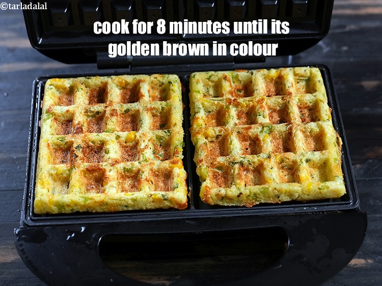 Step 20 – Cover and cook for 8 minutes or till the waffle is golden brown in colour …