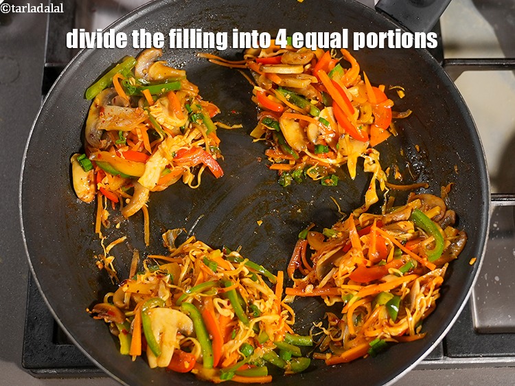 Step 20 – Divide the filling into 4 equal portions.