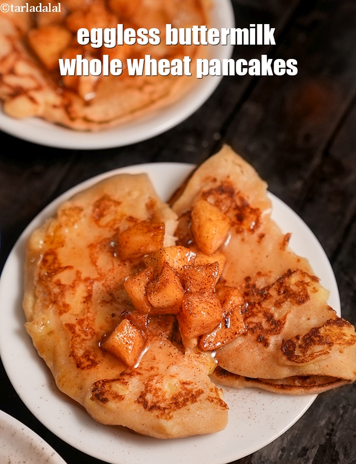 Step 25 – Serve <meta charset="UTF-8" /><strong>buttermilk apple pancakes |&nbsp;</strong><strong>eggless buttermilk whole wheat pancakes | Indian style apple …