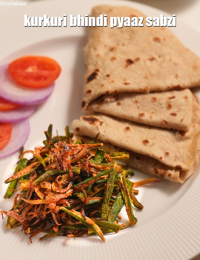 Step 20 – Serve <strong>crispy bhindi with pyaz recipe | bhindi fry with onion | kurkuri bhindi pyaaz …