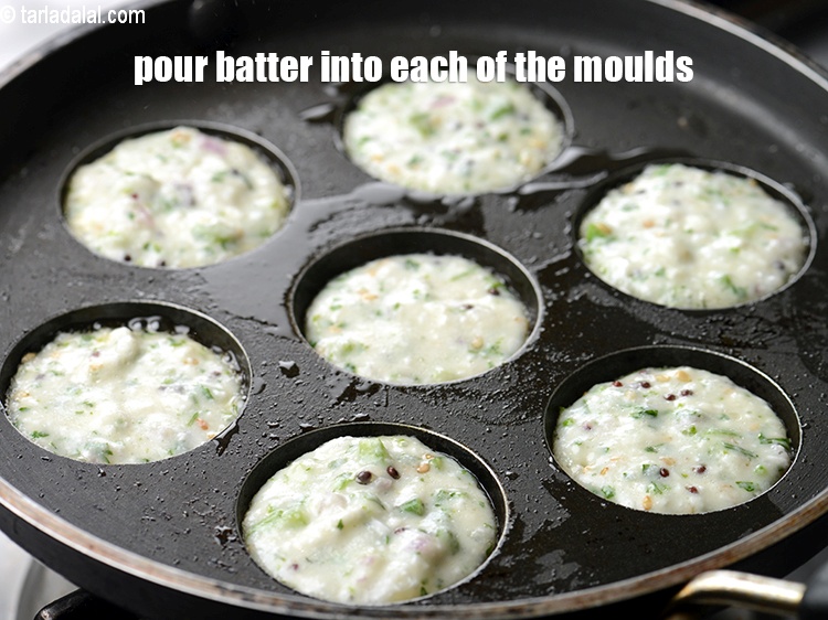 Step 20 – Pour approx &frac12; tbsp of the batter into each of the 7 moulds.