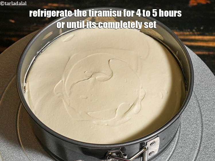 Step 20 – <p>Refrigerate the tiramisu for 4 to 5 hours or until its completely set.</p>