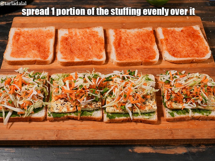 Step 20 – Spread 1 portion of the stuffing evenly over it.