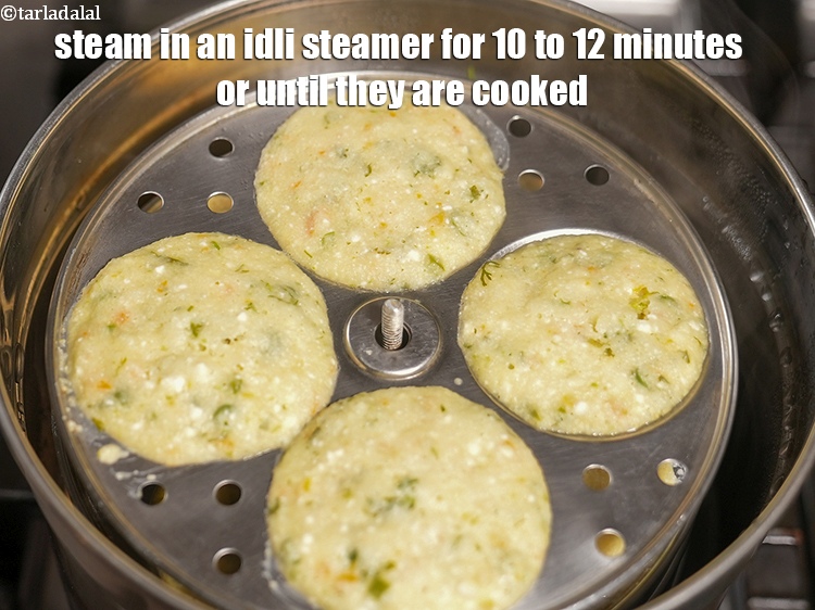 Step 20 – Steam in an idli steamer for 10 to 12 minutes or until they are cooked.
