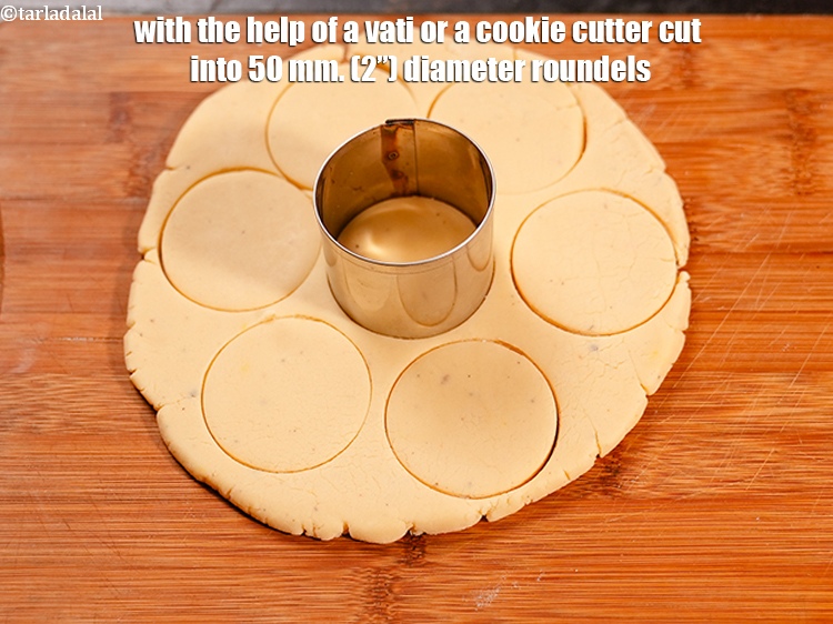 Step 20 – With the help of a vati or a cookie cutter cut into 50 mm. (2&rdquo;) …