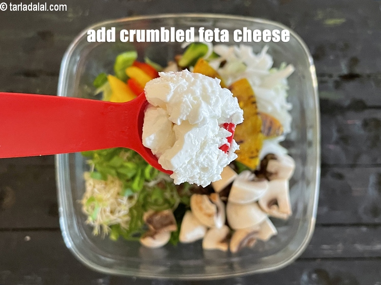 Step 32 – Add&nbsp;<meta charset="UTF-8" />1/2 tbsp&nbsp;<a href="glossary-crumbled-feta-cheese-2100i">crumbled feta cheese</a>. You can store the salad in the fridge …