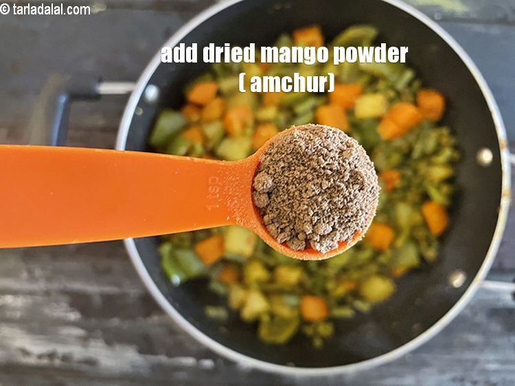 Step 30 – Add&nbsp;<meta charset="UTF-8" />1 tsp&nbsp;<a href="glossary-dried-mango-powder-amchur-powder-148i">dried mango powder (amchur)</a>.