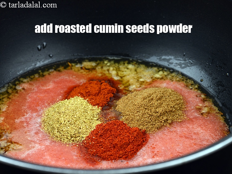 Step 20 – Add 1 tbsp&nbsp;roasted&nbsp;<a href="https://www.tarladalal.com/glossary-cumin-seeds-powder-jeera-powder-zeera-powder-382i">cumin seeds (jeera) powder</a>.