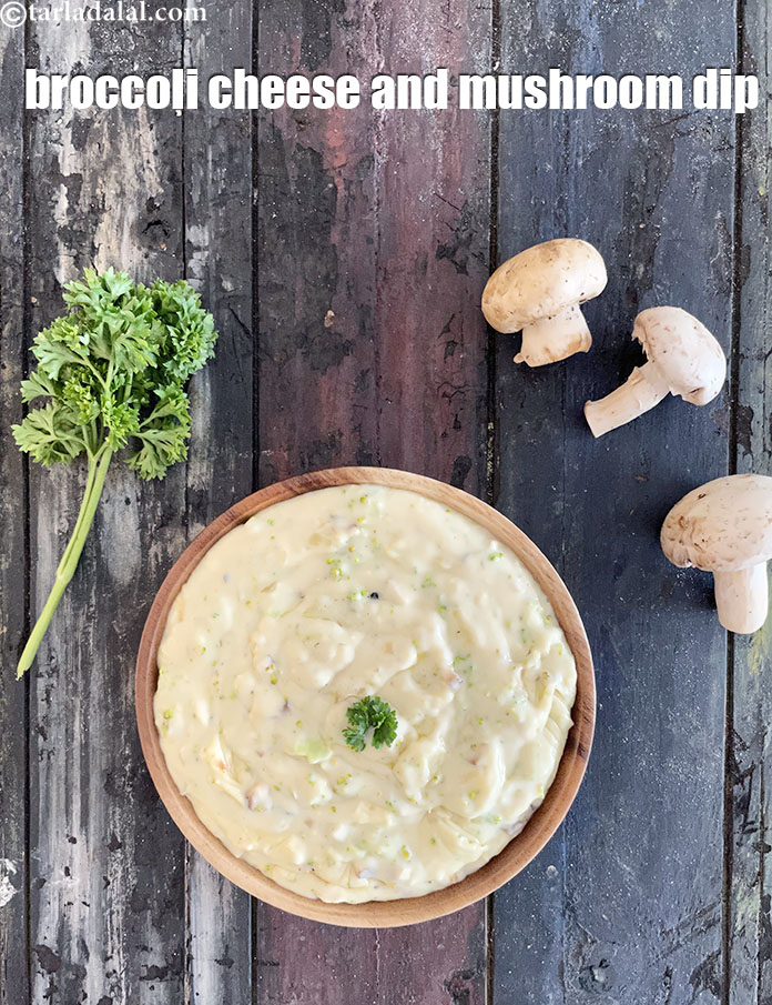 Step 21 – Serve <strong>broccoli and mushroom dip |&nbsp;broccoli, cheese and mushroom dip | Indian&nbsp;broccoli and mushroom dip …