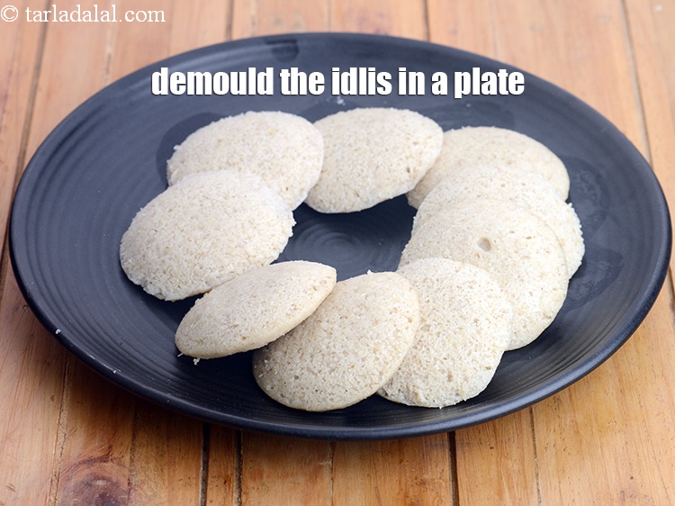 Step 20 – Demould the idlis in a plate.