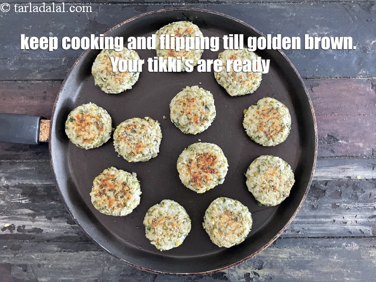 Step 21 – <html><head><meta charset="UTF-8"></head><body><p>Keep cooking and flipping till both sides are gold brown. Your tikki's are ready.&nbsp;&nbsp;</p></body></html>
