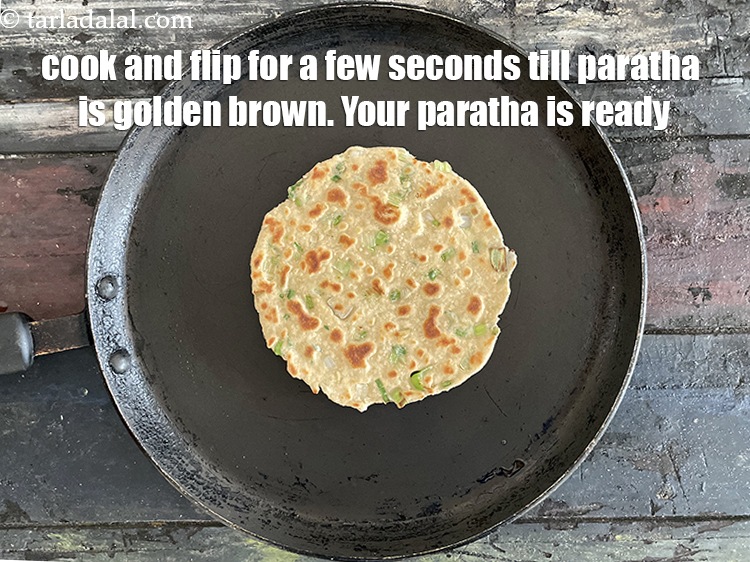 Step 23 – Keep cooking and flipping for a few second. Cook till golden brown. Yout paratha is …