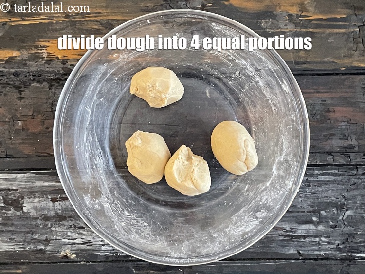 Step 20 – Divide the dough into 4 equal portions and keep aside.