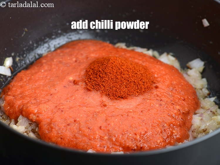 Step 21 – Add&nbsp;1 1/2 tsp&nbsp;<a href="https://www.tarladalal.com/glossary-chilli-powder-red-chilli-powder-339i">chilli powder</a>.