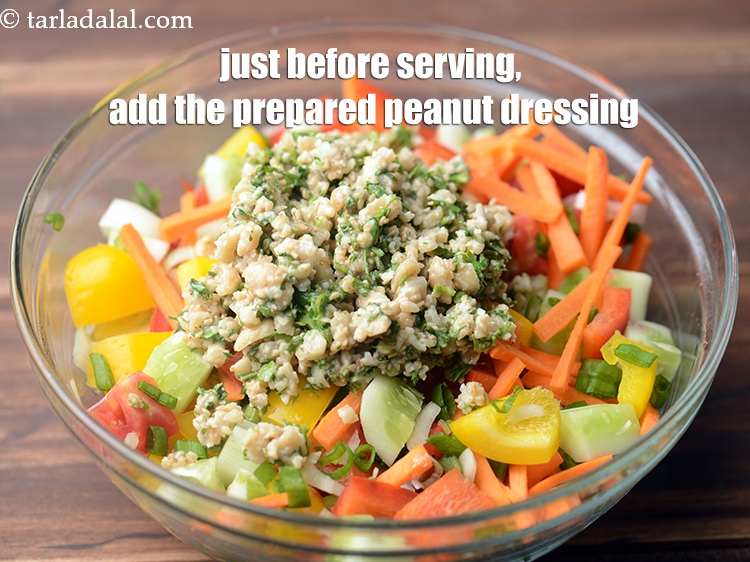 Step 22 – Just before serving, add the prepared peanut dressing.