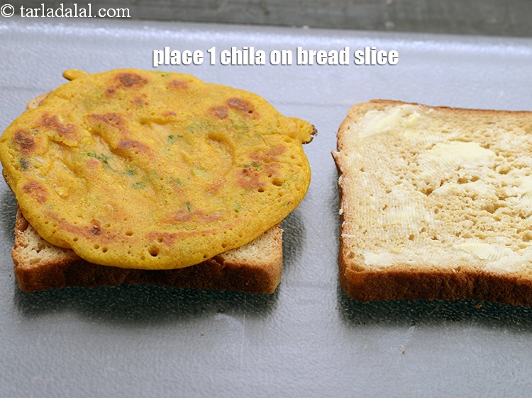 Step 20 – Place 1 chila on a bread slice.