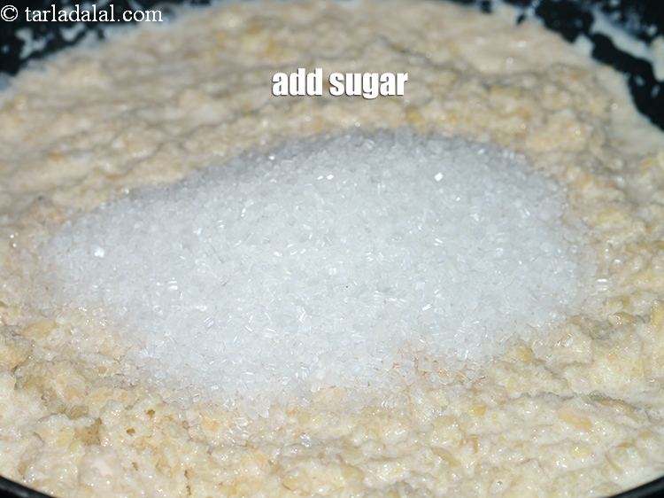 Step 20 – Add &frac34; cup <a href="https://www.tarladalal.com/glossary-sugar-chini-shakkar-278i">sugar</a>.