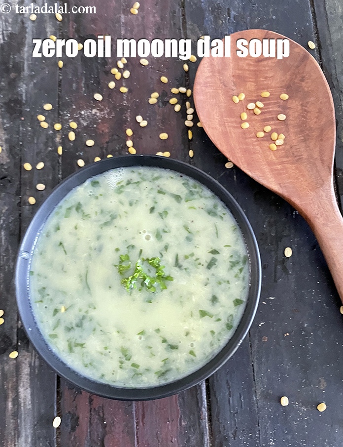 Step 20 – Serve <strong>moong dal spinach soup | dal palak soup | zero oil moong dal soup …