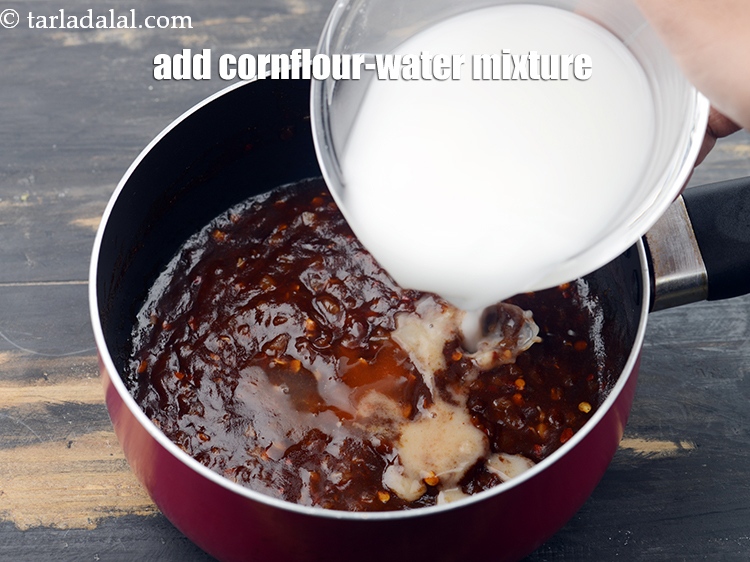 Step 21 – Add cornflour-water mixture.