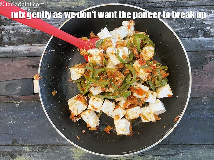 Step 27 – Mix gently as we don&#39;t want the paneer to break up.