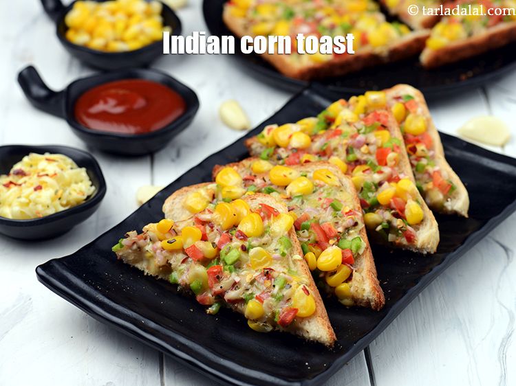 Step 20 – Serve <strong>corn tomato and cheese toast recipe | Indian corn toast | masala cheese corn …