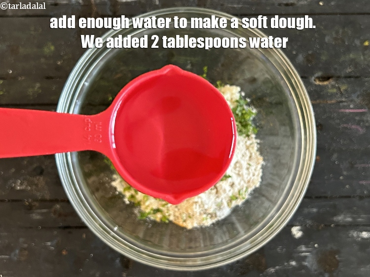 Step 21 – Add enough water to make a soft dough. We added 2 tablespoons water.