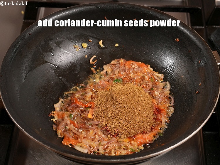 Step 21 – Add 2 tsp <a href="https://www.tarladalal.com/glossary-coriander-cumin-seeds-powder-dhania-jeera-powder-375i">coriander-cumin seeds (dhania-jeera) powder</a>.