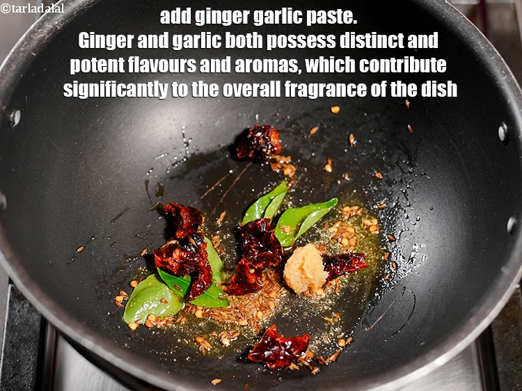 Step 21 – Add 1 tsp <a href="https://www.tarladalal.com/glossary-ginger-adrak-453i">ginger (adrak)</a>&nbsp;<a href="https://www.tarladalal.com/glossary-garlic-paste-lehsun-ki-paste-lahsun-ki-paste-350i">garlic (lehsun) paste</a>. Ginger and garlic both possess distinct …