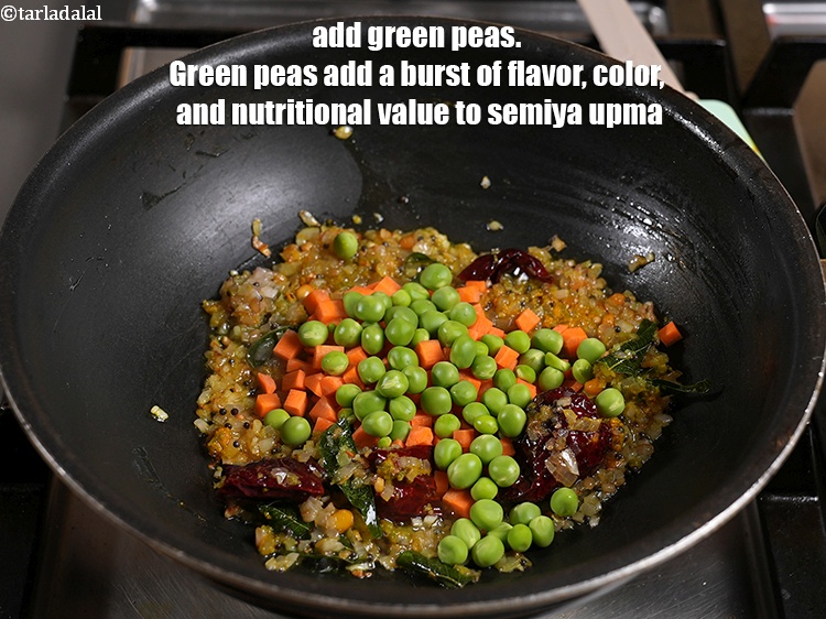 स्टेप 21 – <p>२ टेबल-स्पून&nbsp;<a href="">हरे मटर</a>&nbsp;डालें&nbsp;। हरी मटर सेमिया उपमा में स्वाद, …