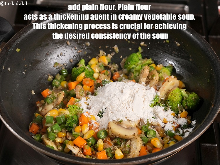 Step 21 – <p>Add 2 tbsp <a href="https://www.tarladalal.com/glossary-plain-flour-maida-188i">plain flour (maida)</a>. Plain flour acts as a thickening agent in …