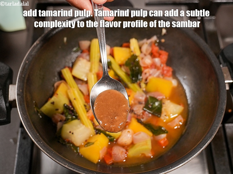 Step 21 – Add 2 tsp <a href="https://www.tarladalal.com/glossary-tamarind-pulp-tamarind-extract-imli-ka-pulp-838i">tamarind (imli) pulp</a>. Tamarind pulp can add a subtle complexity to …