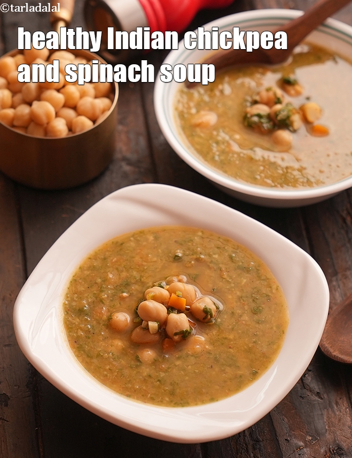 Step 21 – Serve <strong>spinach and chickpea soup recipe | healthy Indian chickpea and spinach soup | kabuli …