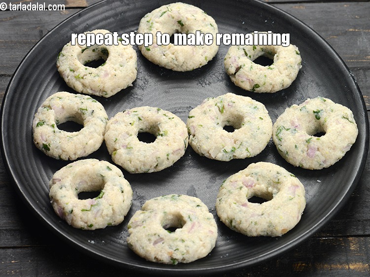 Step 21 – Repeat step to make remaining medu vadas.