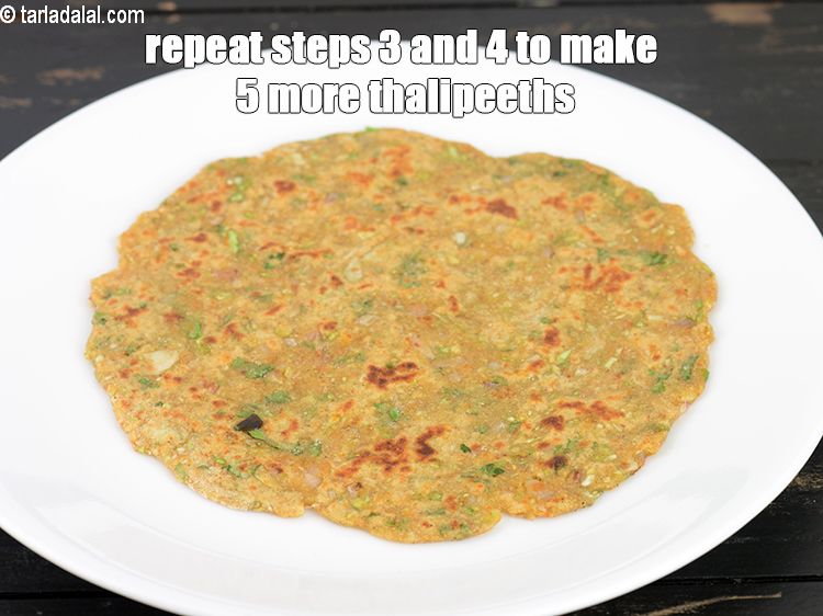 Step 21 – Repeat steps 3 and 4 to make 5 more thalipeeths.