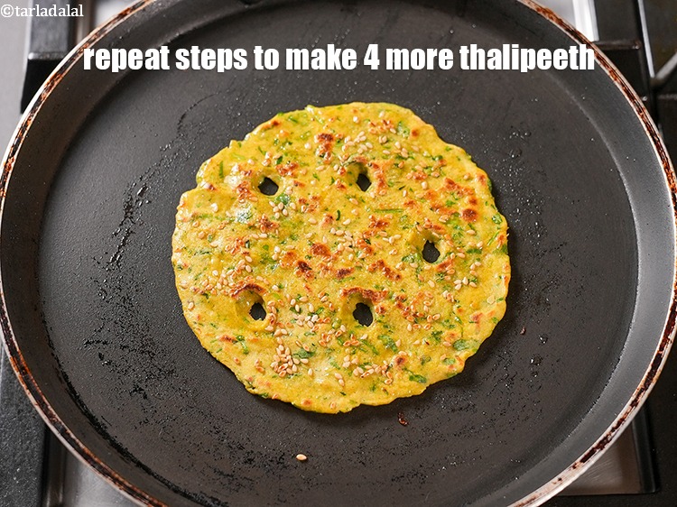 Step 23 – Repeat steps 4 to 6 to make 4 more thalipeeth.