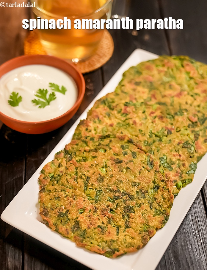 Step 21 – Serve <strong>rajgira palak paratha recipe | spinach amaranth paratha | healthy palak rajgira roti |</strong> …