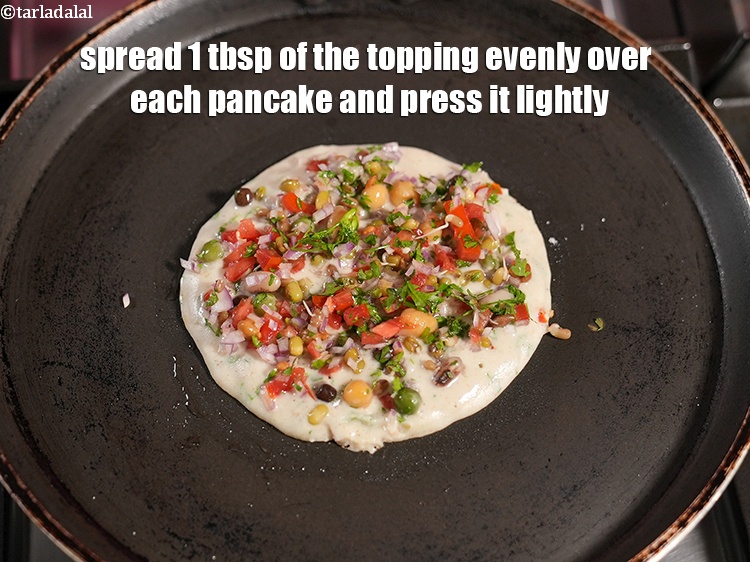 Step 20 – Spread 1 tbsp of the topping evenly over each pancake and press it lightly.