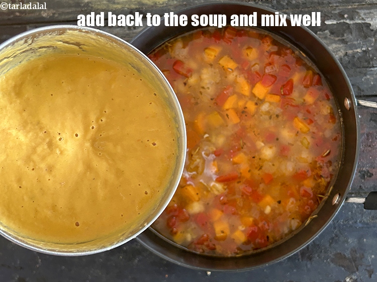 Step 28 – Add back to the soup and mix well.