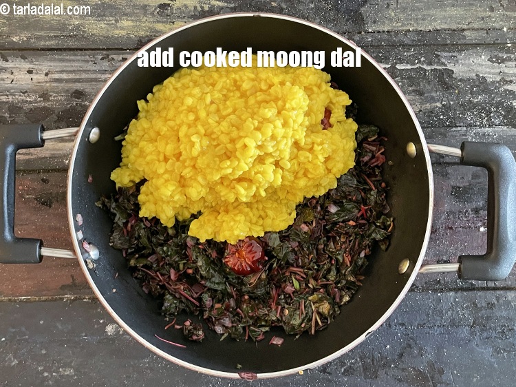 Step 34 – Add the cooked moong dal.