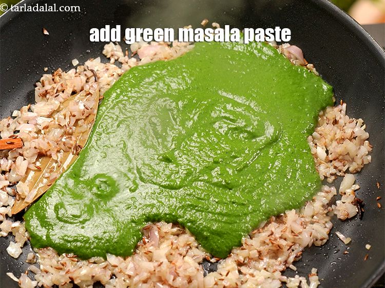 Step 20 – Add the green masala paste.