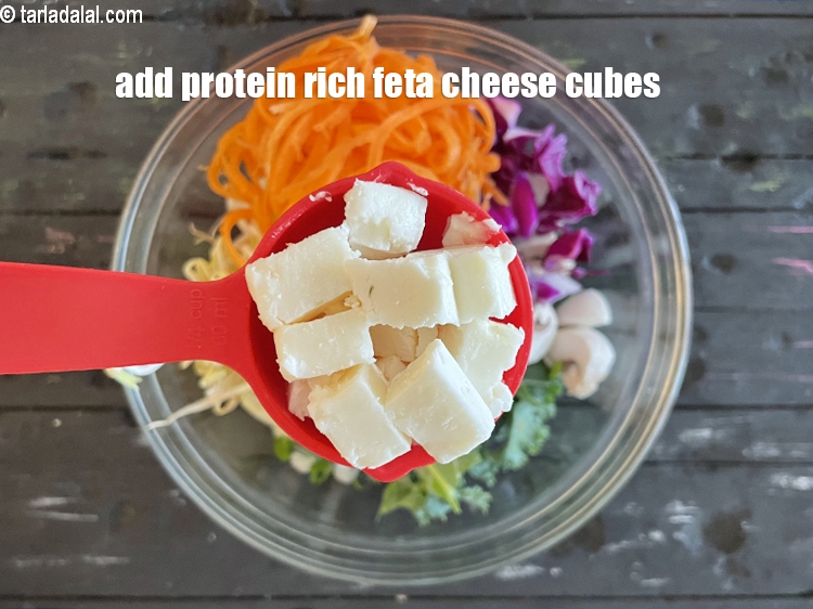 Step 34 – Add <strong>1/4 cup (4&nbsp;tbsp )&nbsp;feta cheese cubes</strong>.&nbsp;&nbsp;