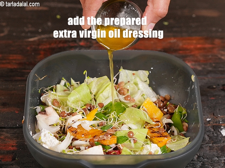 Step 33 – Just before serving add the prepared extra virgin oil dressing.&nbsp;