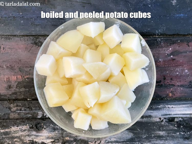 Step 11 – Keep aside. Your <strong>boiled and peeled potato cubes</strong> are ready to use in chaats or …