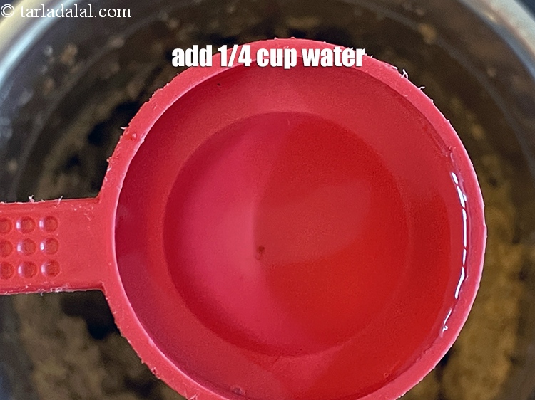 Step 29 – Add 1/4 cup water. This will get the correct consistency to the dip.