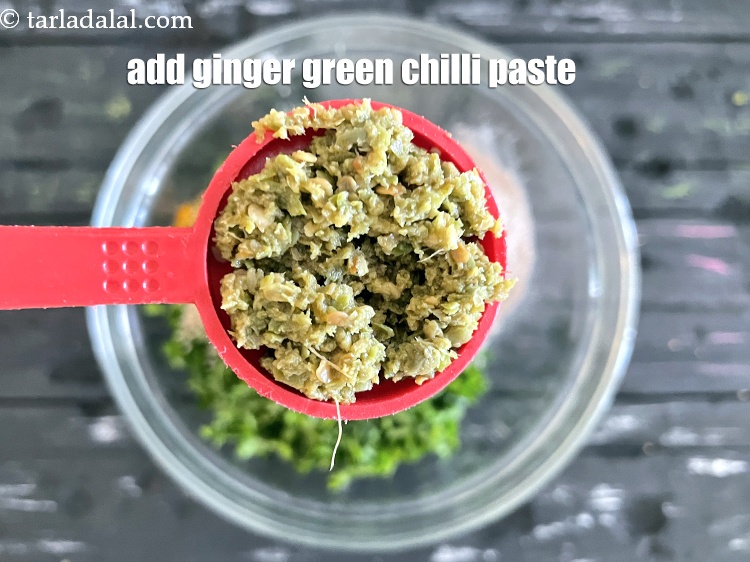 Step 30 – Add&nbsp;<meta charset="UTF-8" />1 tbsp&nbsp;<a href="glossary-ginger-green-chilli-paste-adrak-mirch-ki-paste-adrak-mirchi-paste-139i">ginger-green chilli paste</a>.