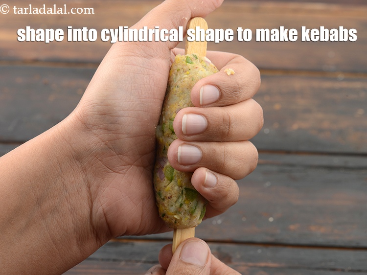 Step 21 – Shape the mixture into cylindrical shape to make kebabs.